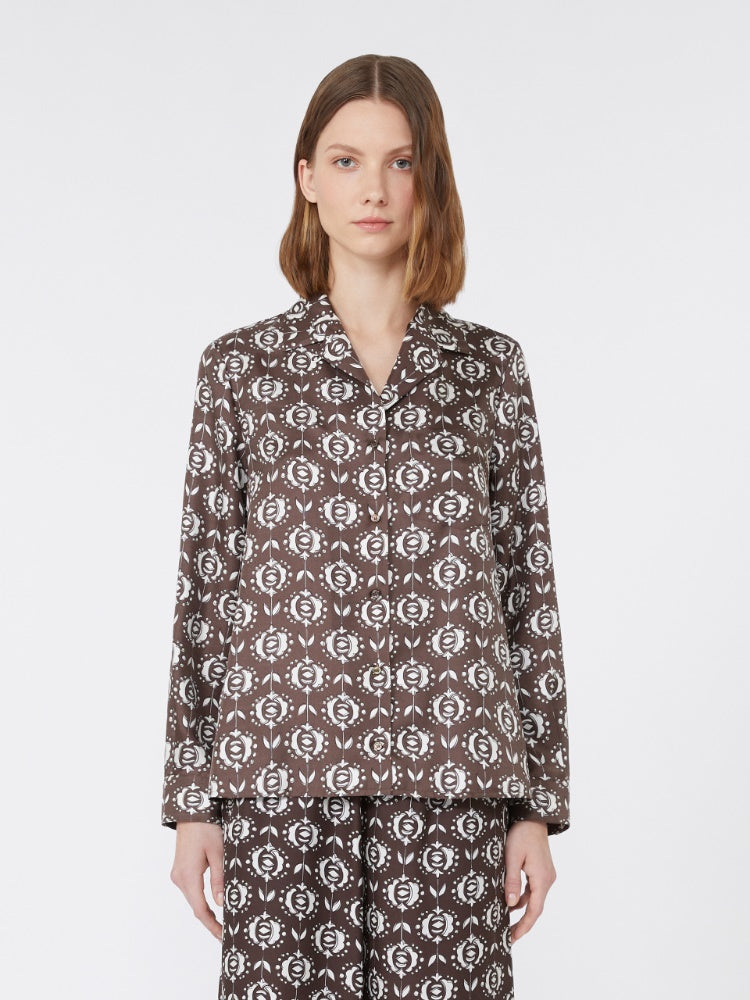 Printed silk pyjama shirt