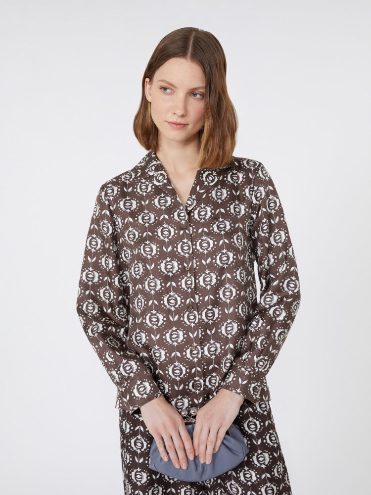 Printed silk pyjama shirt
