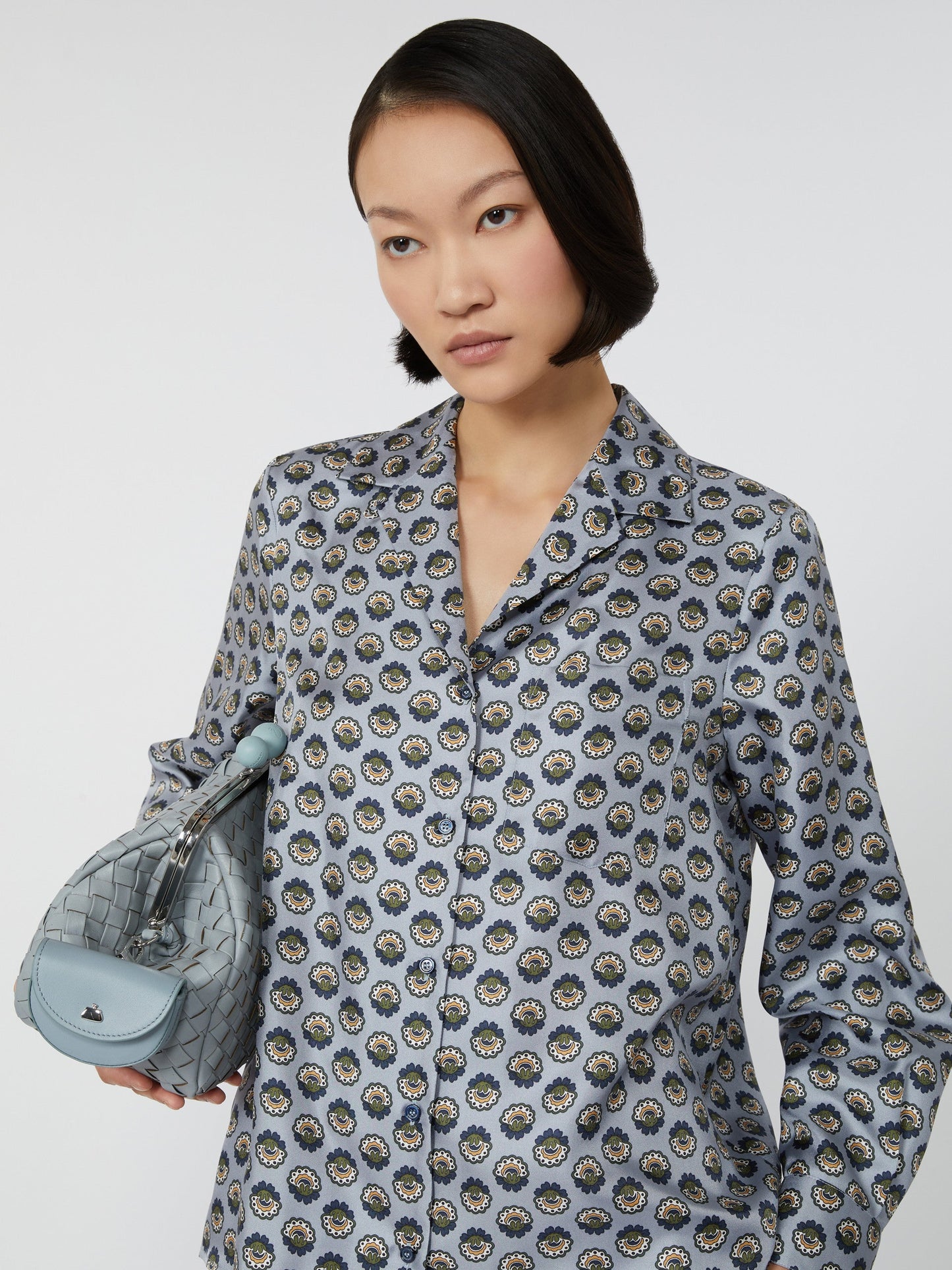 Printed silk pyjama shirt
