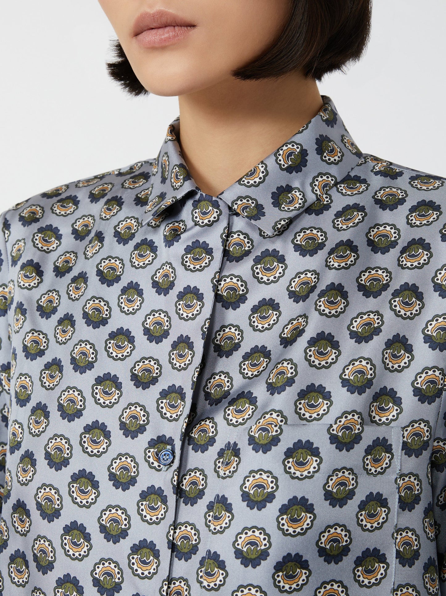 Printed silk pyjama shirt