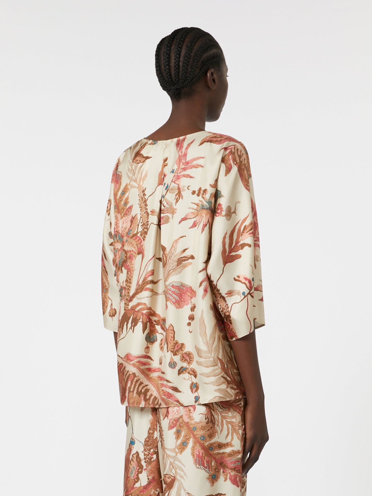 Printed silk twill blouse