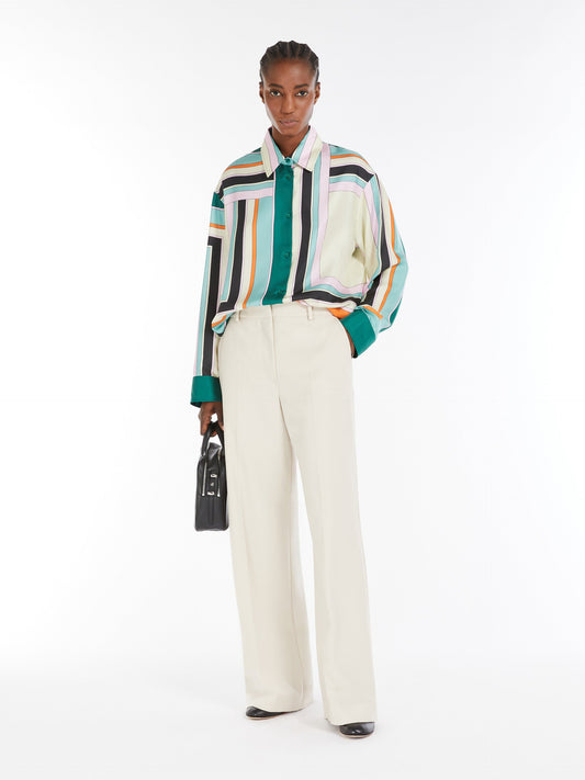 Wool canvas palazzo trousers
