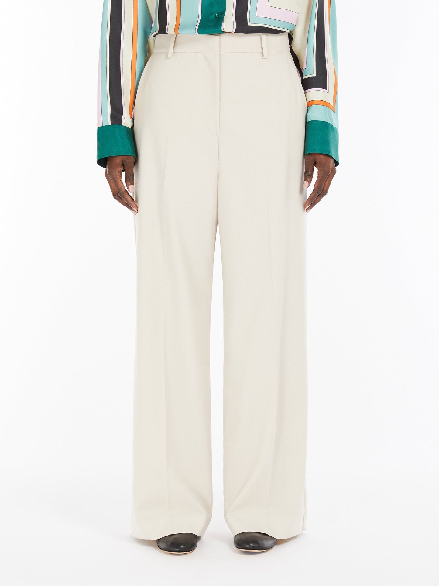 Wool canvas palazzo trousers