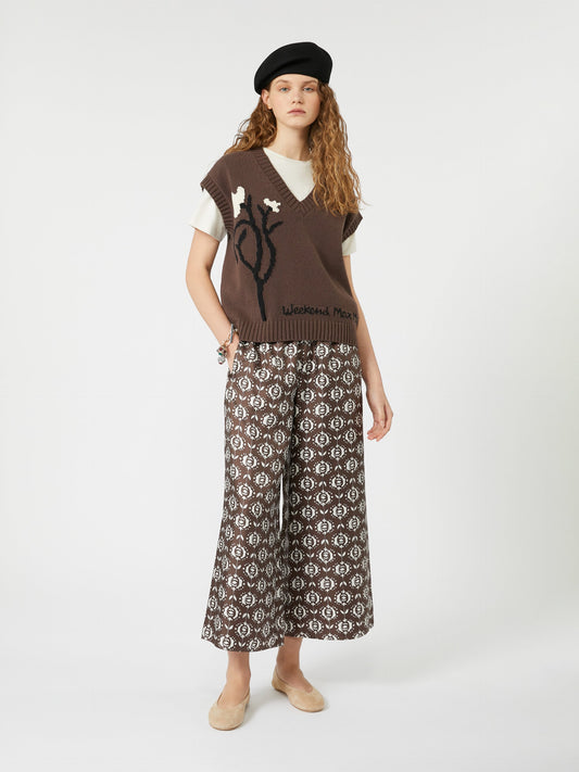 Wide-fit silk trousers