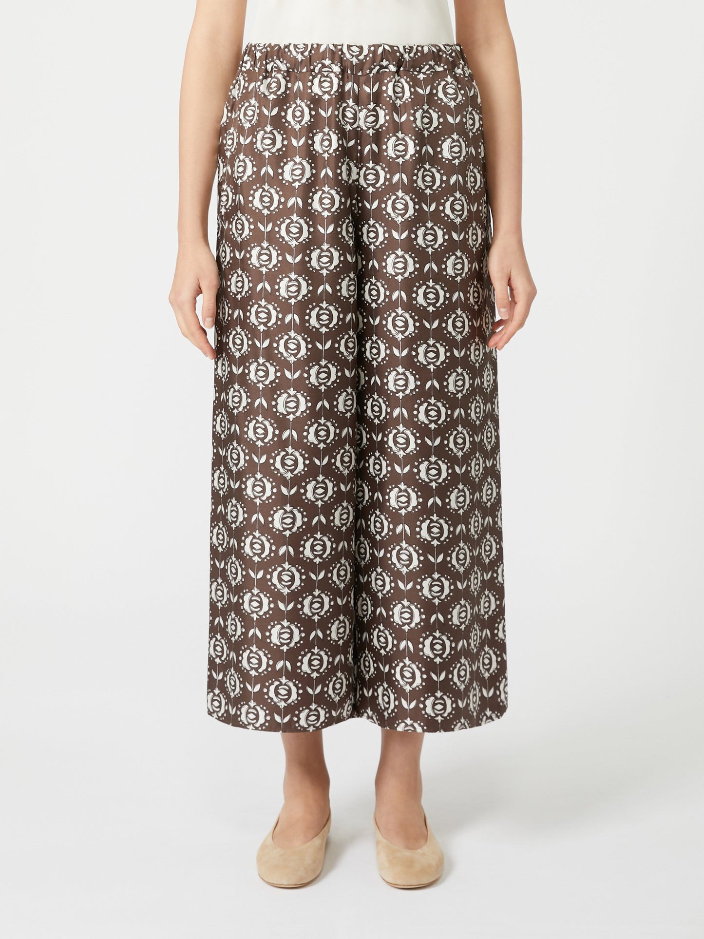 Wide-fit silk trousers