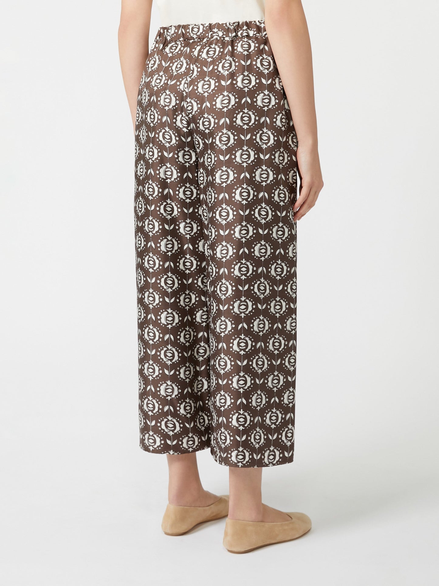 Wide-fit silk trousers