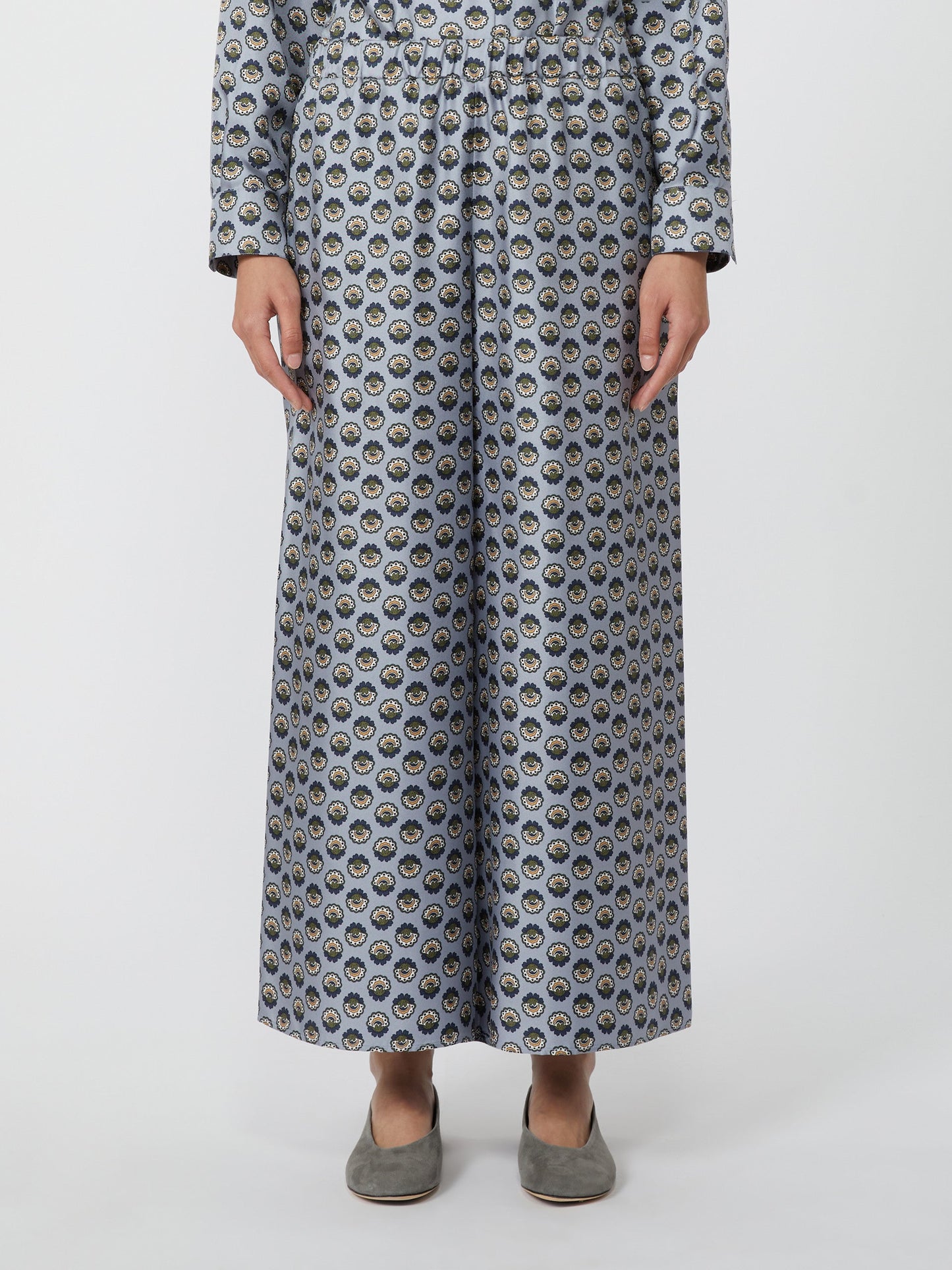Wide-fit silk trousers