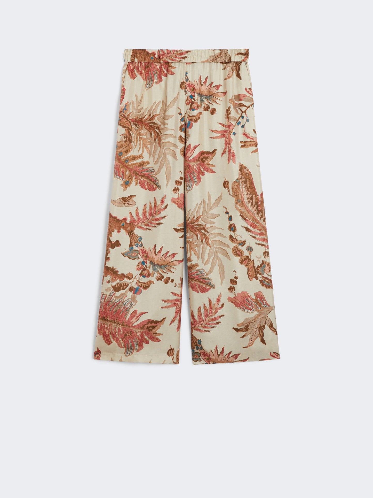 Printed silk twill trousers