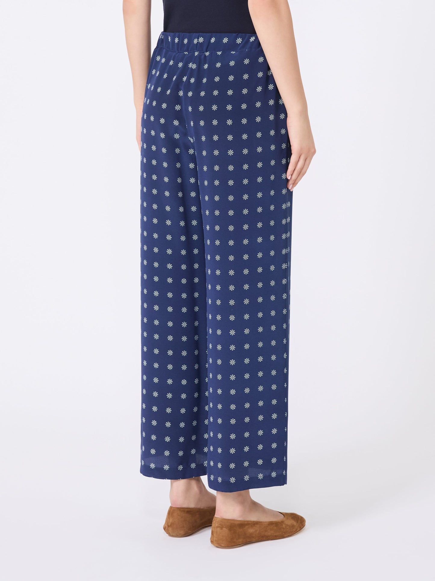 Printed silk cropped trousers