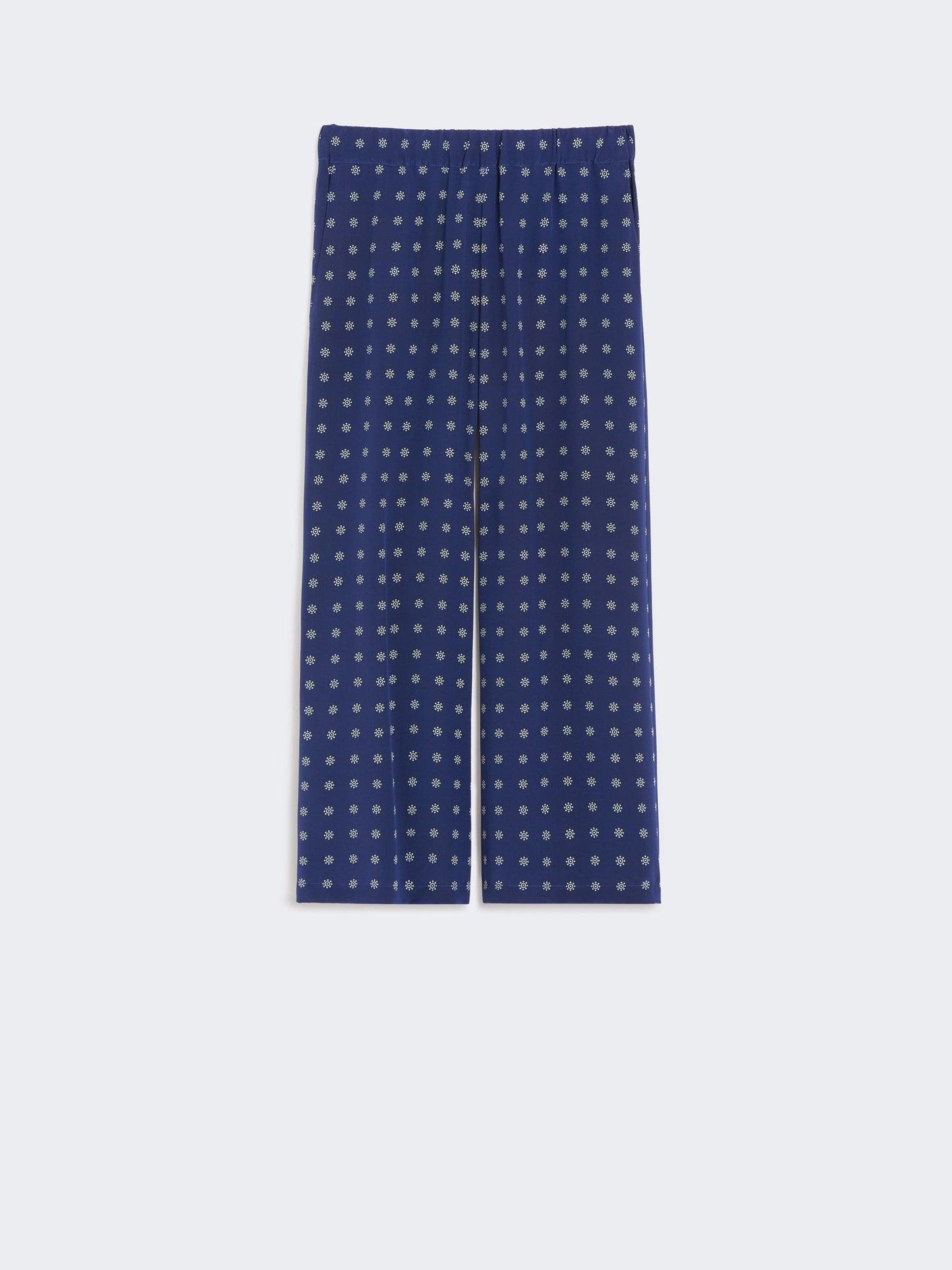 Printed silk cropped trousers