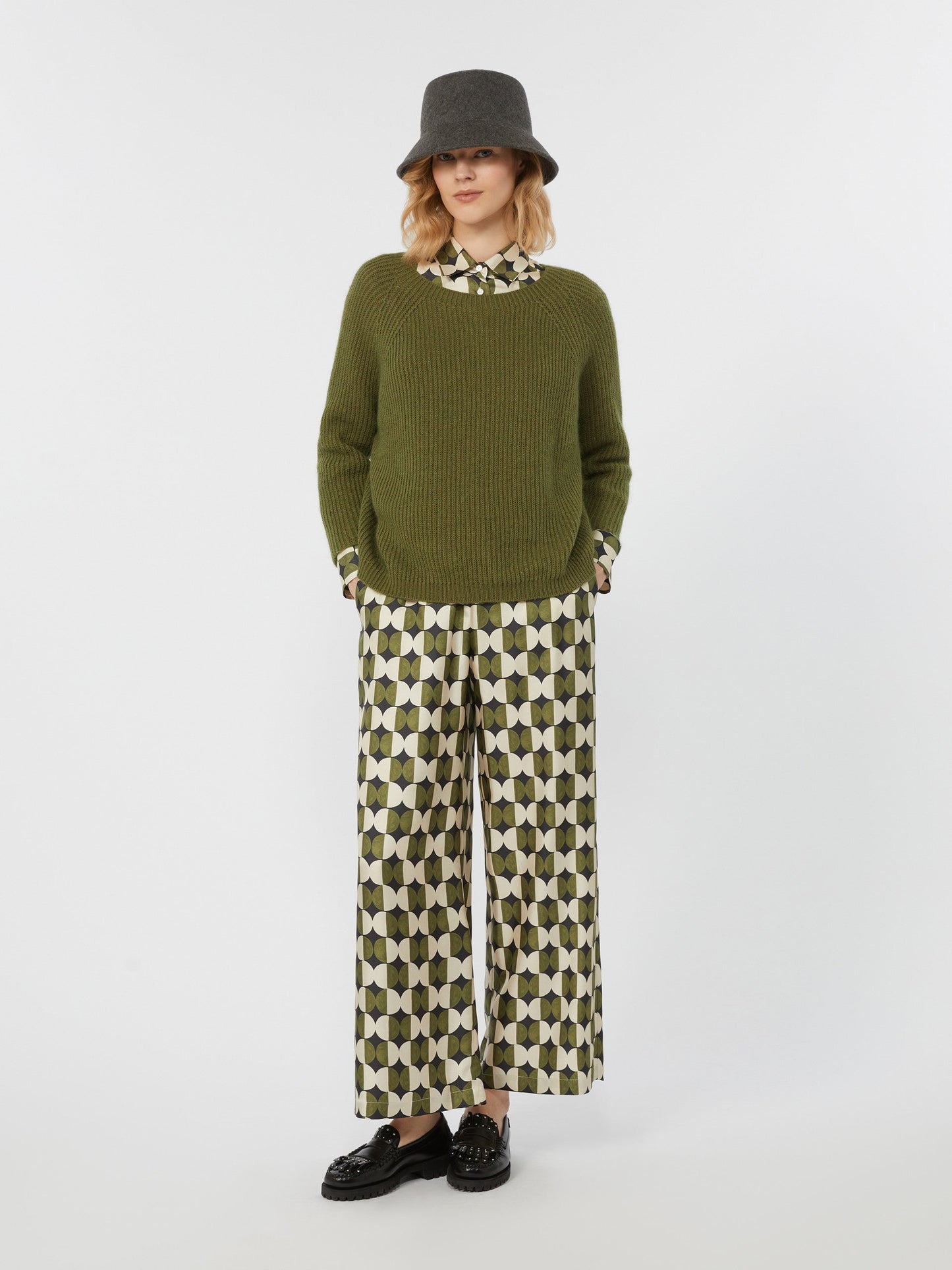 Silk twill trousers