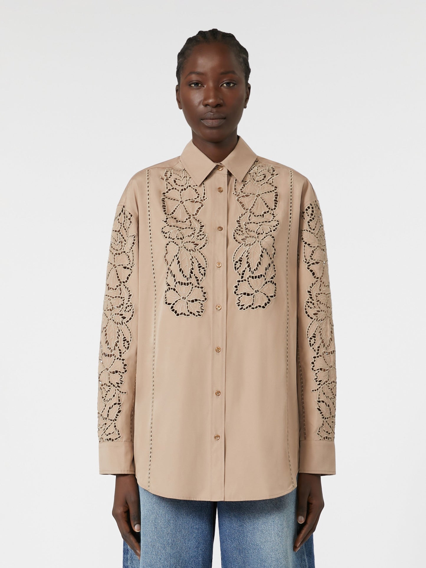Relaxed-fit embroidered poplin shirt