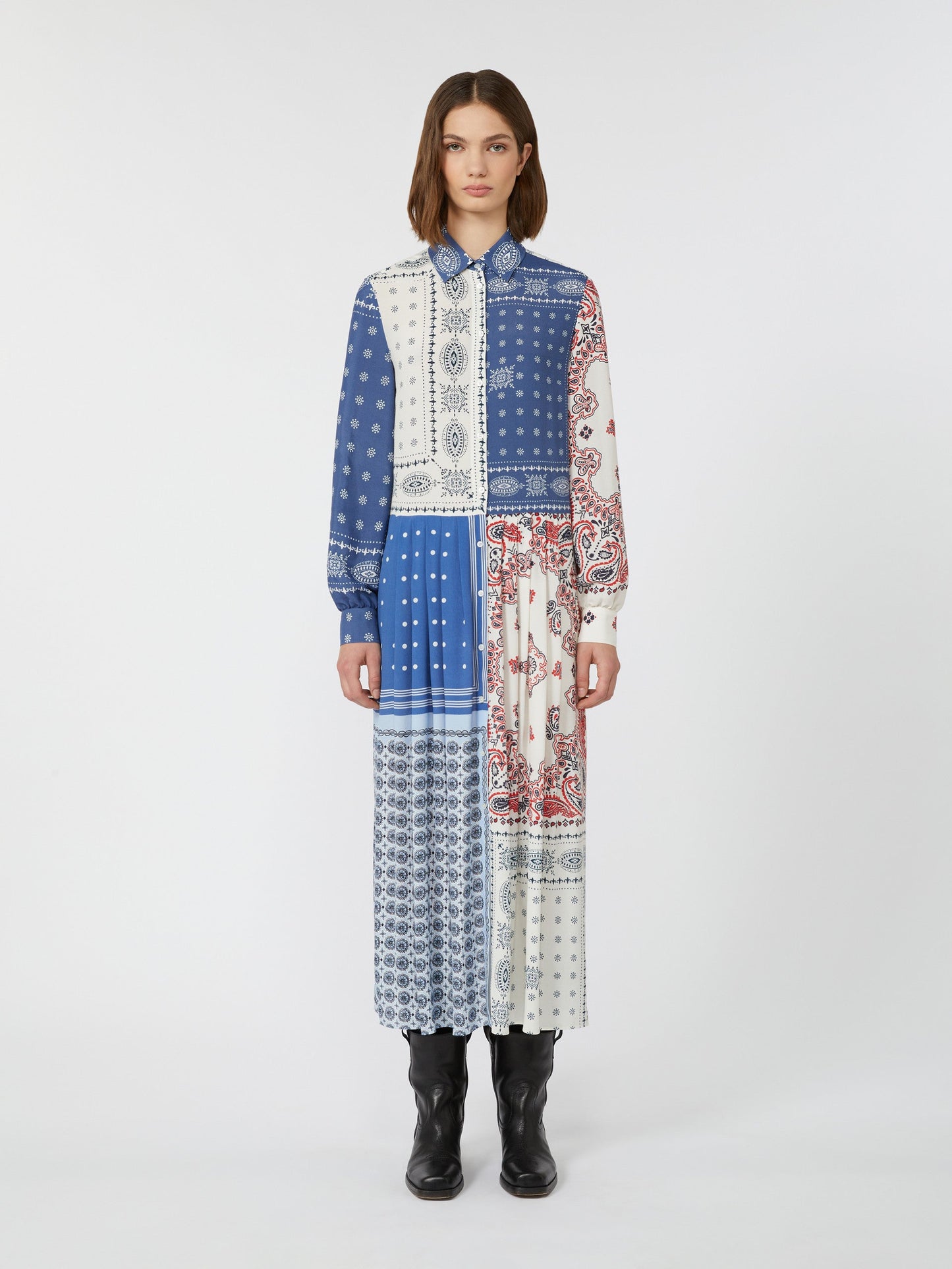 Printed viscose shirt dress