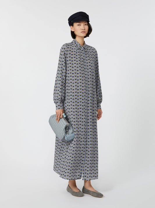 Printed silk shirt dress