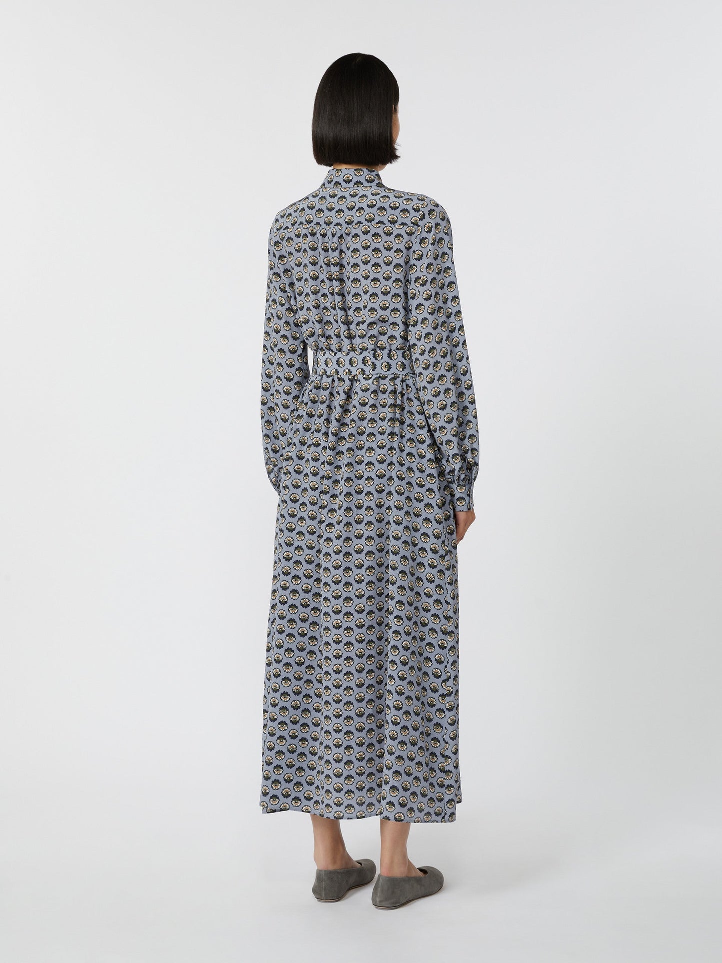 Printed silk shirt dress