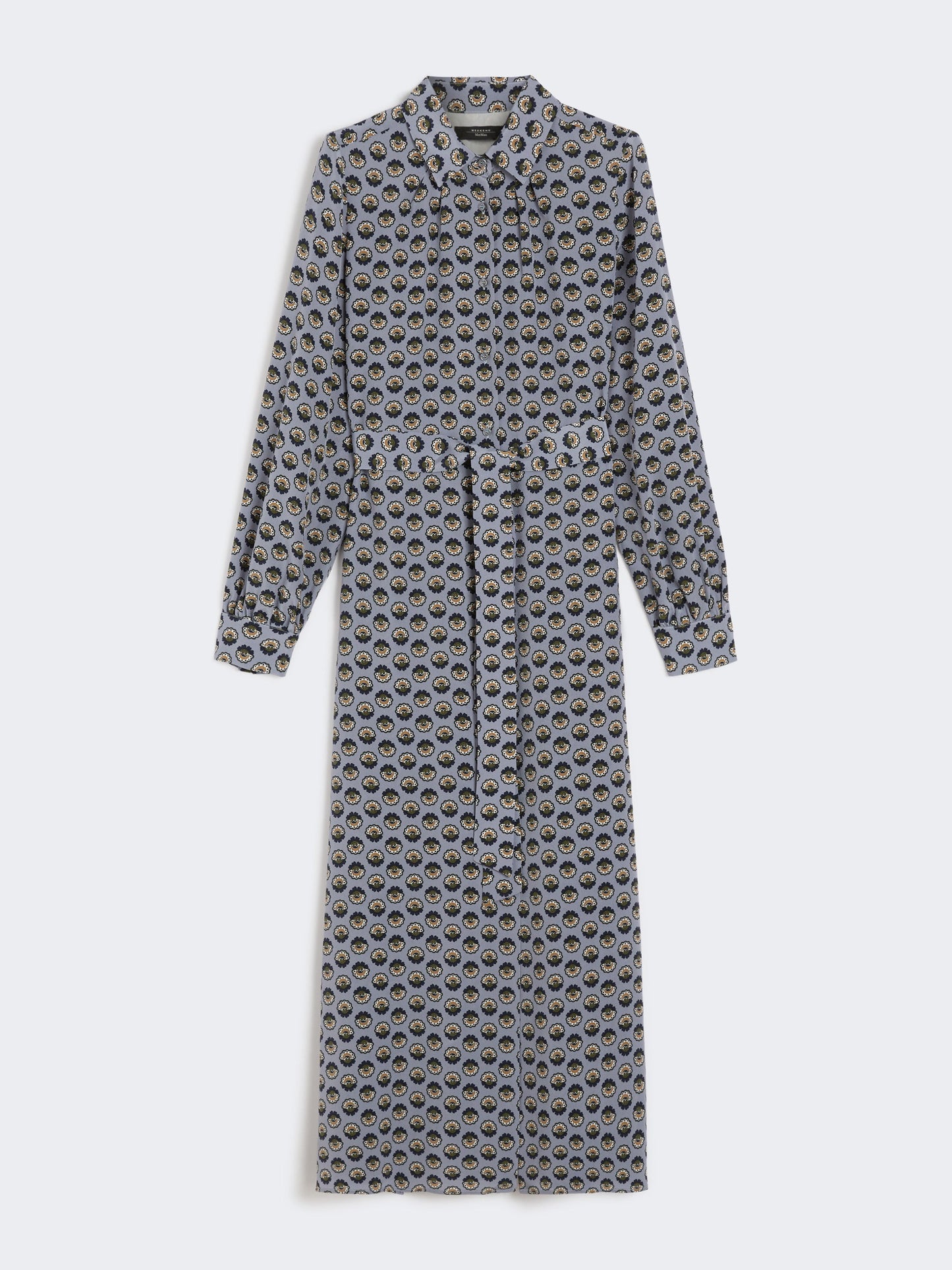 Printed silk shirt dress