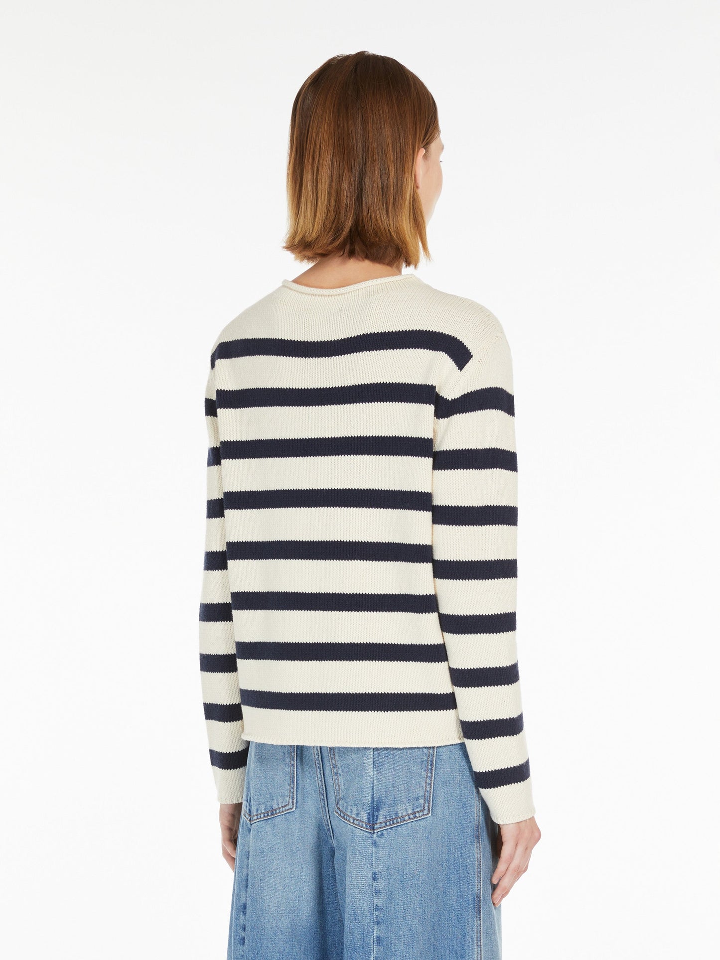 Cotton yarn button-up sweater