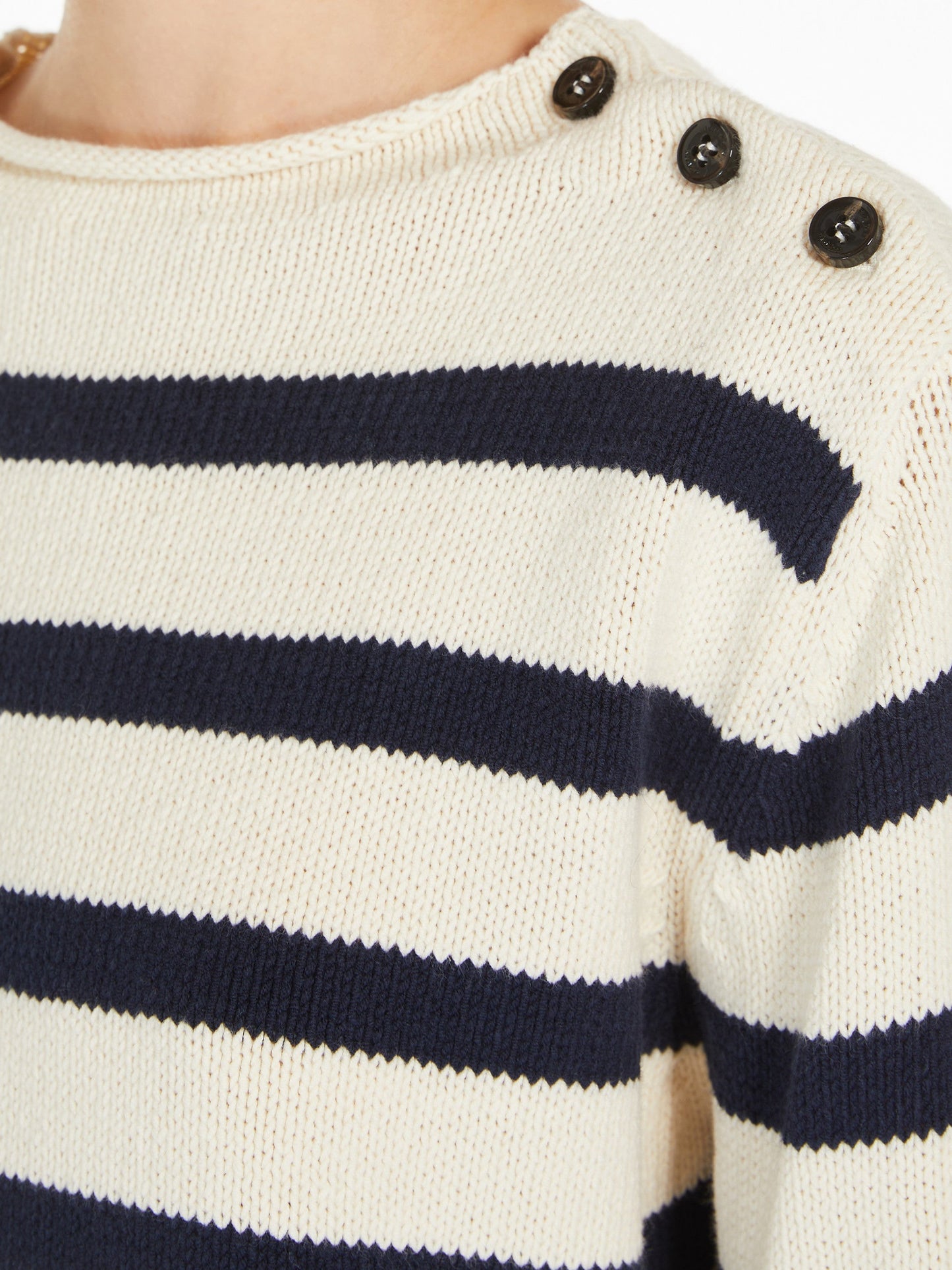 Cotton yarn button-up sweater
