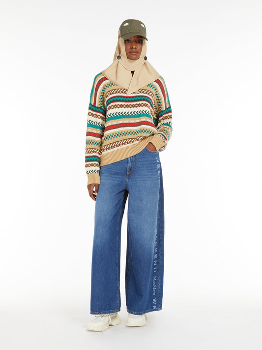 Jacquard-patterned cotton sweater