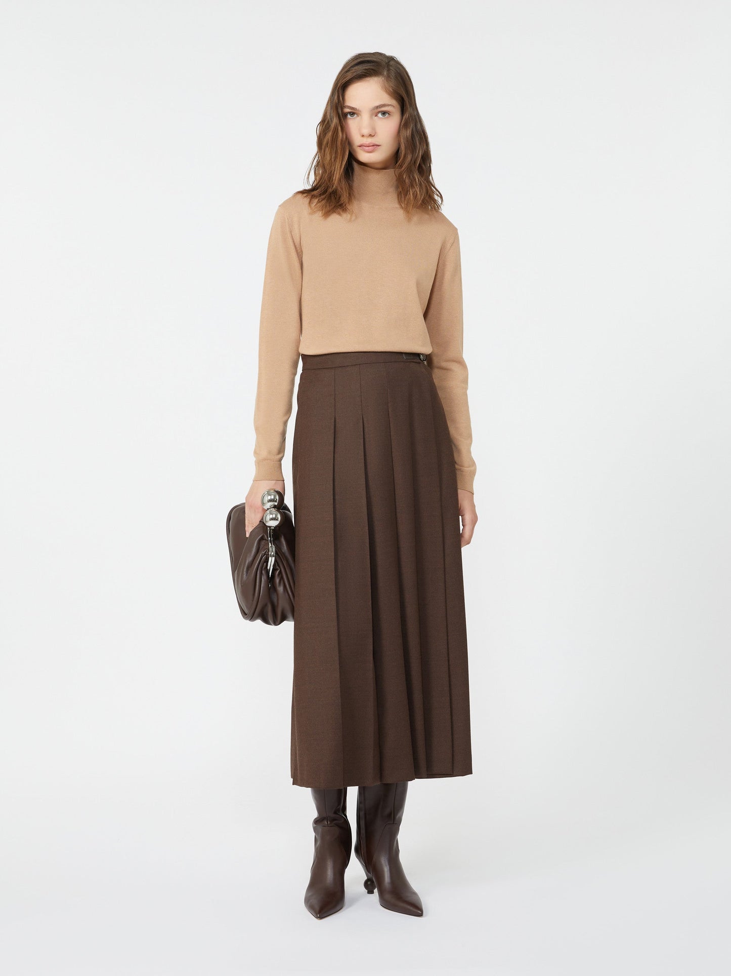 Wool and silk knit turtleneck