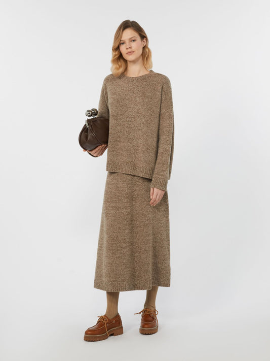 Crew-neck cotton and wool knit jumper