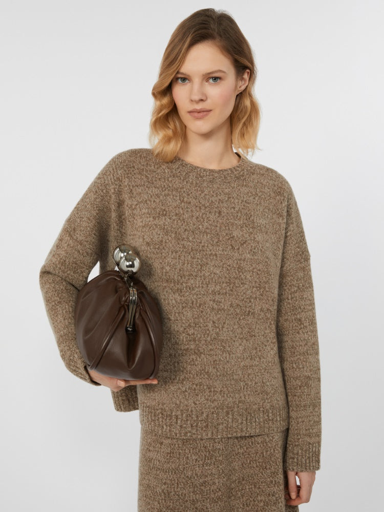 Crew-neck cotton and wool knit jumper