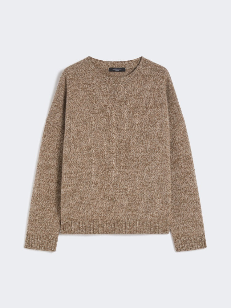 Crew-neck cotton and wool knit jumper