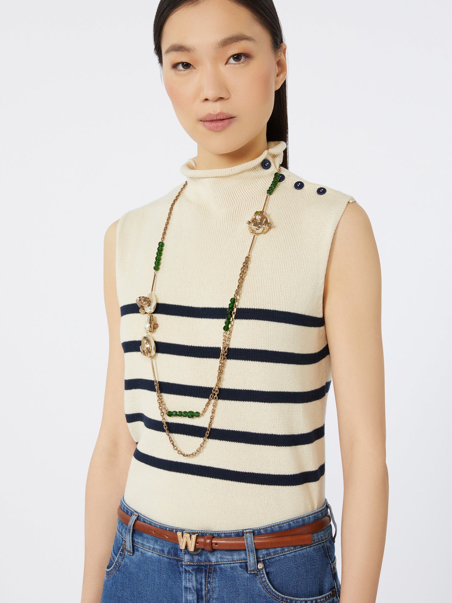 Metal double-strand necklace