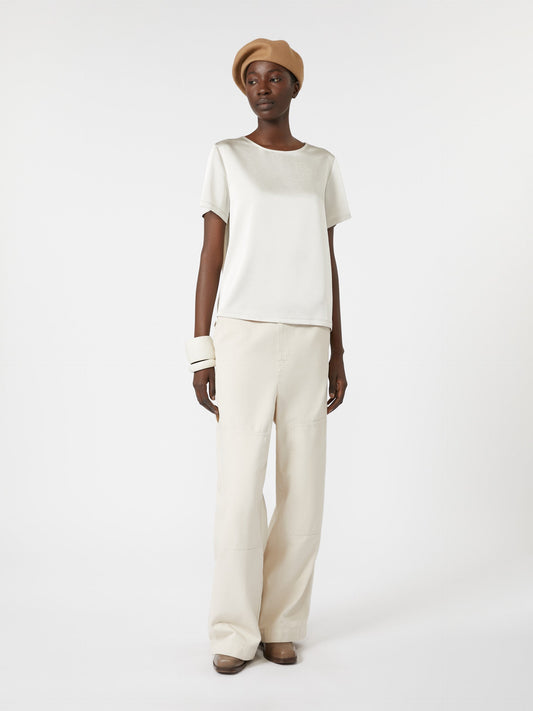 Satin and jersey T-shirt