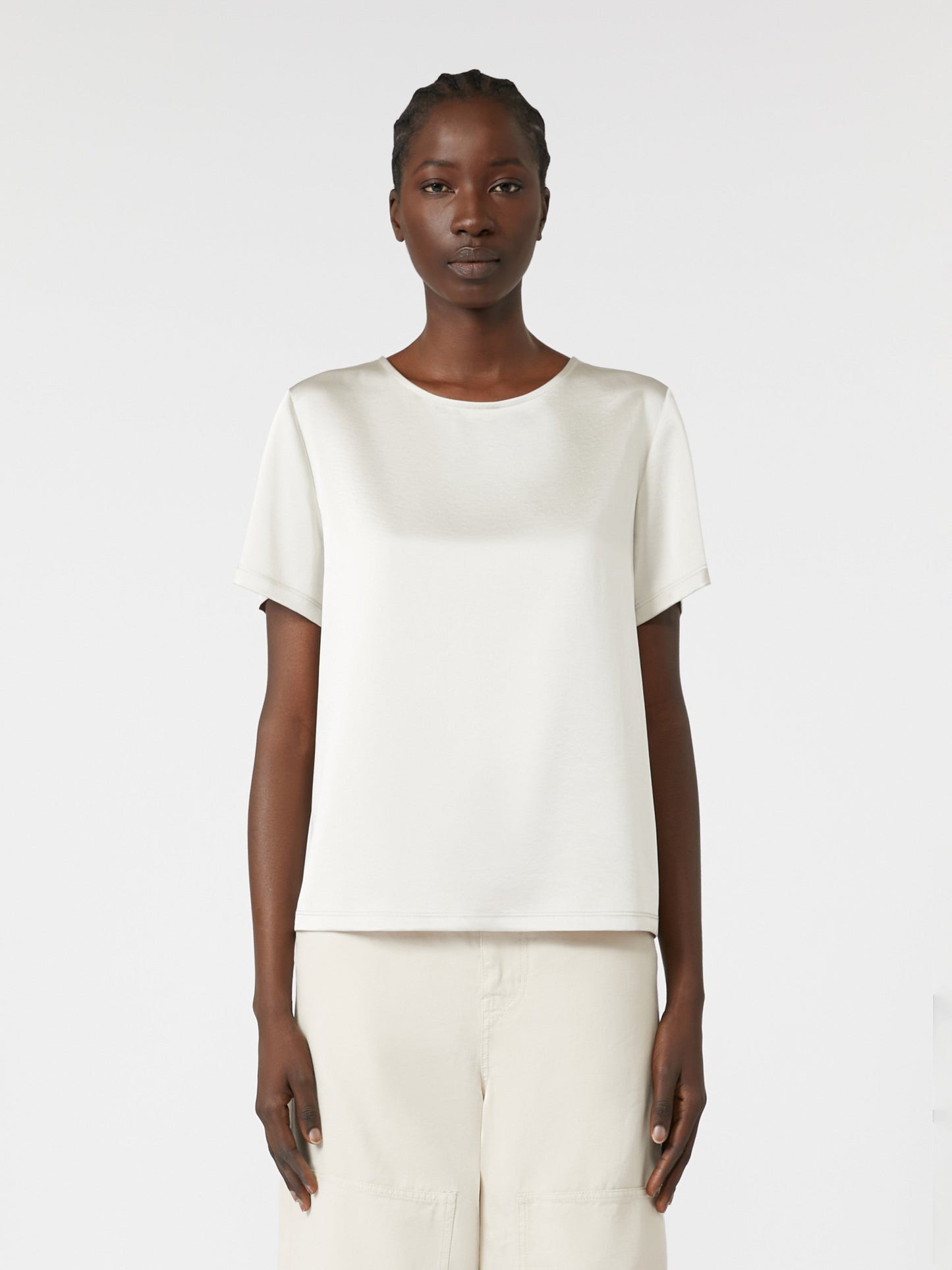 Satin and jersey T-shirt