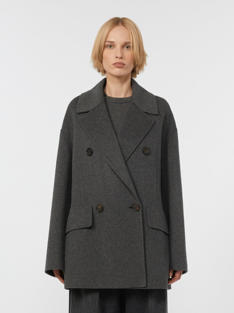 Wool drap double-breasted jacket