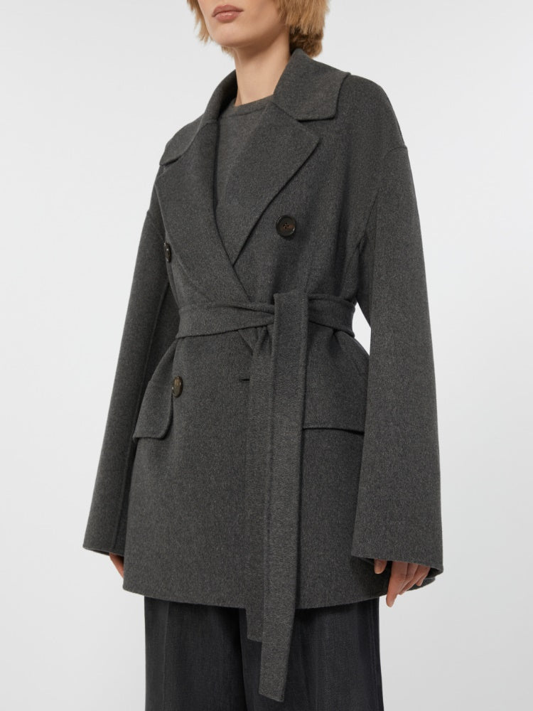 Wool drap double-breasted jacket