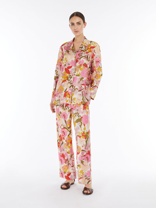 Printed silk pyjama shirt