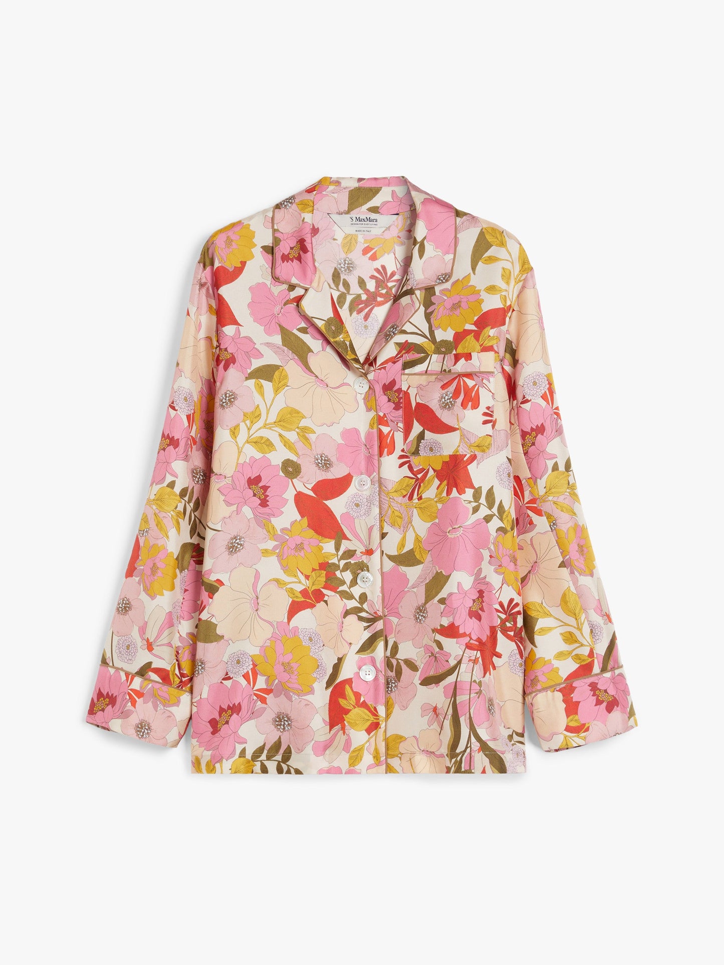 Printed silk pyjama shirt