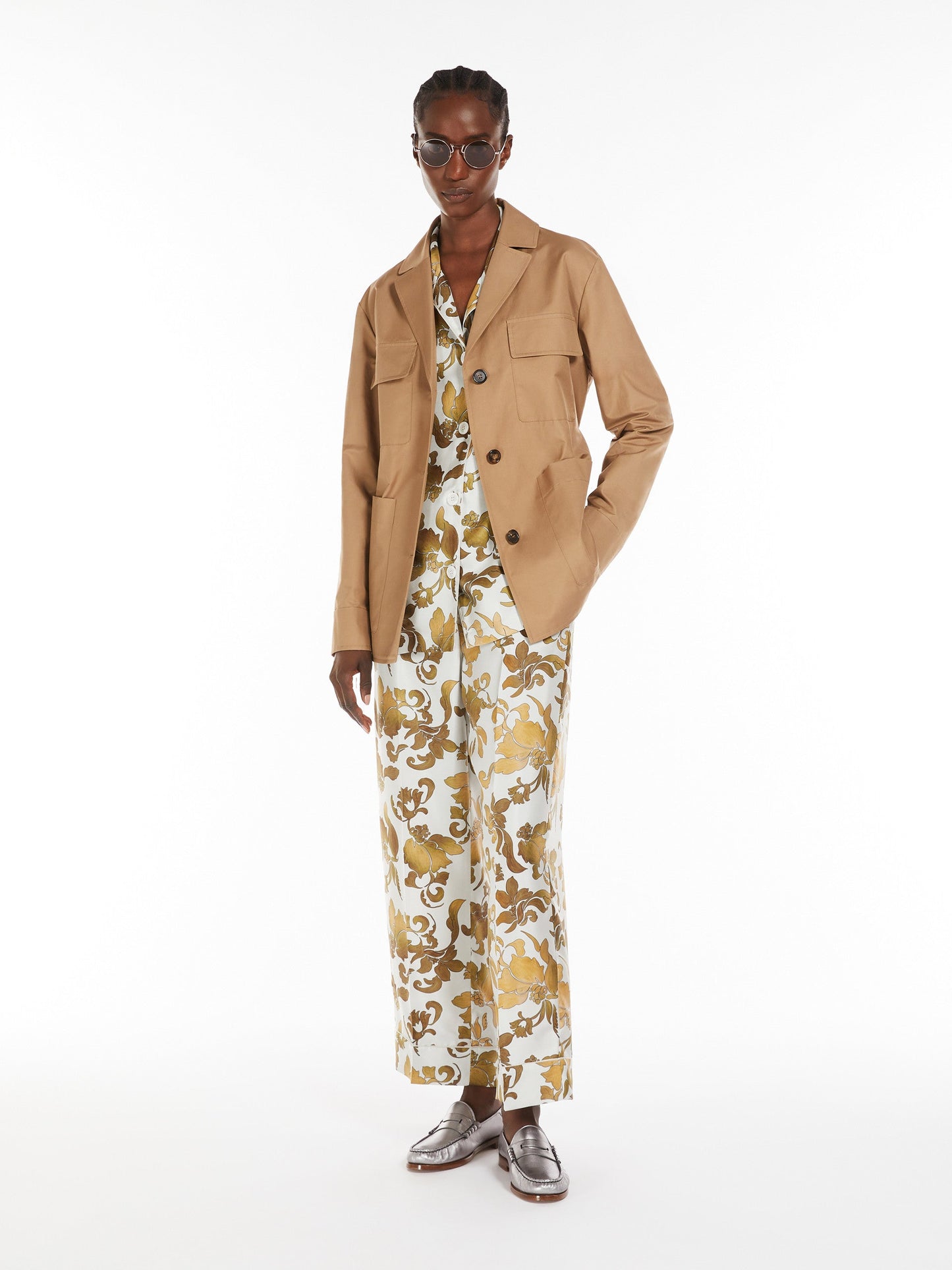 Printed silk pyjama shirt