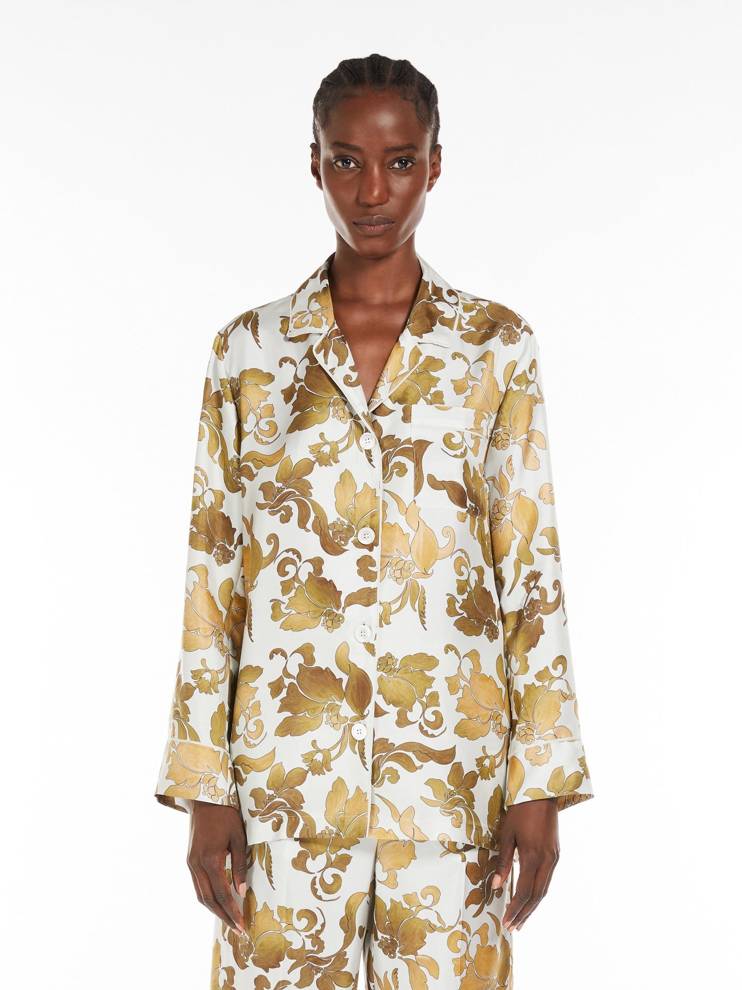 Printed silk pyjama shirt