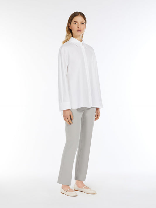 Slim-fit stretch cotton and viscose trousers