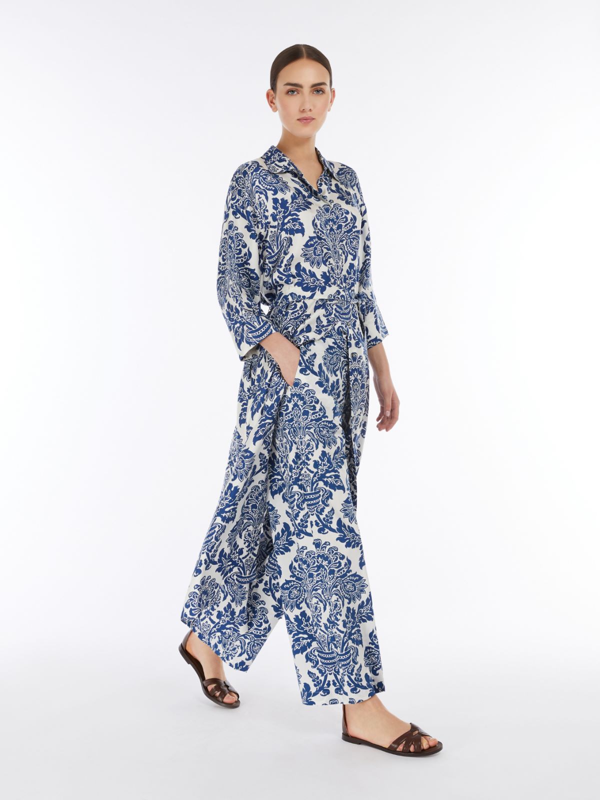 Printed poplin joggers