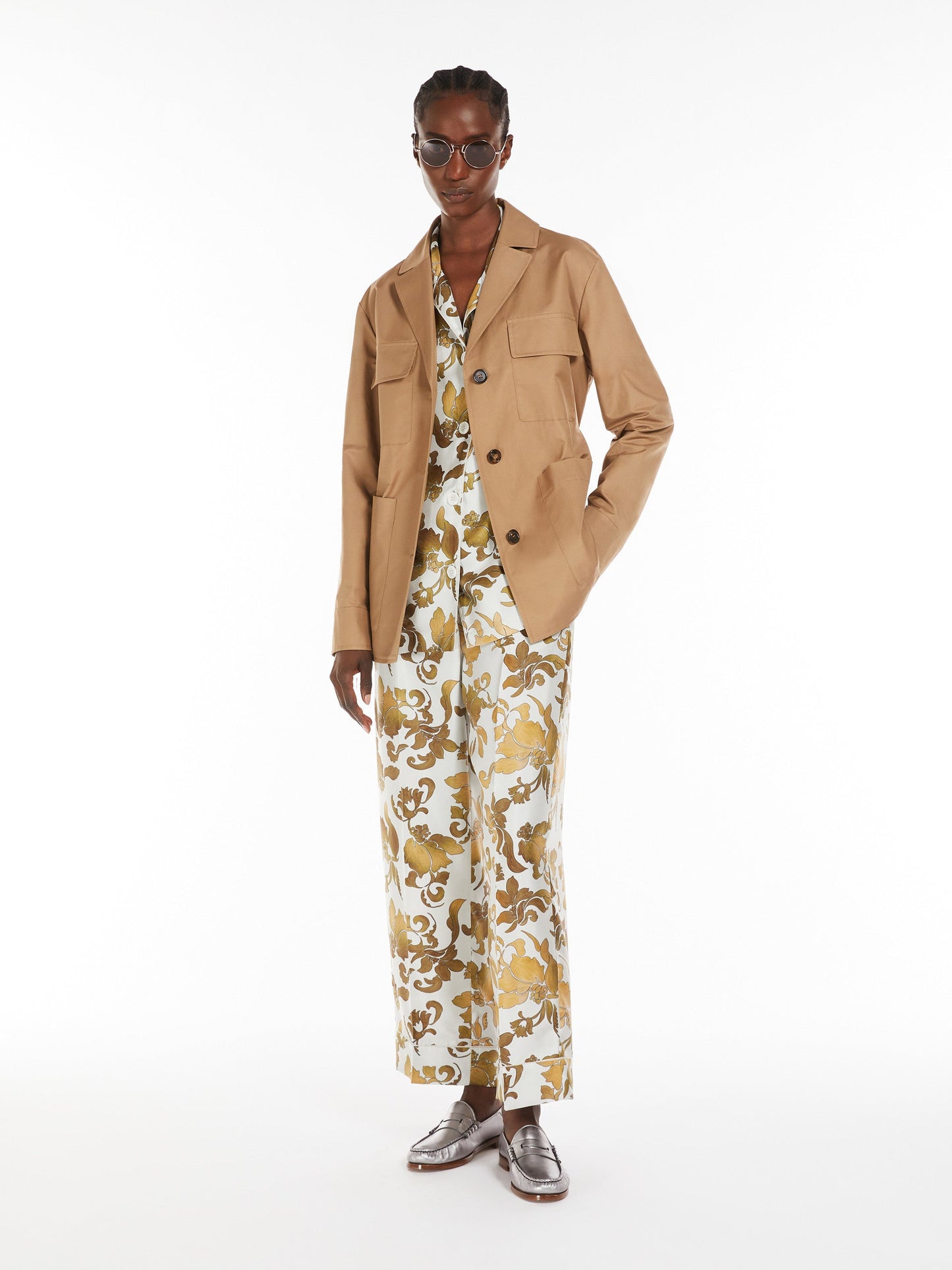 Patterned twill pyjama trousers