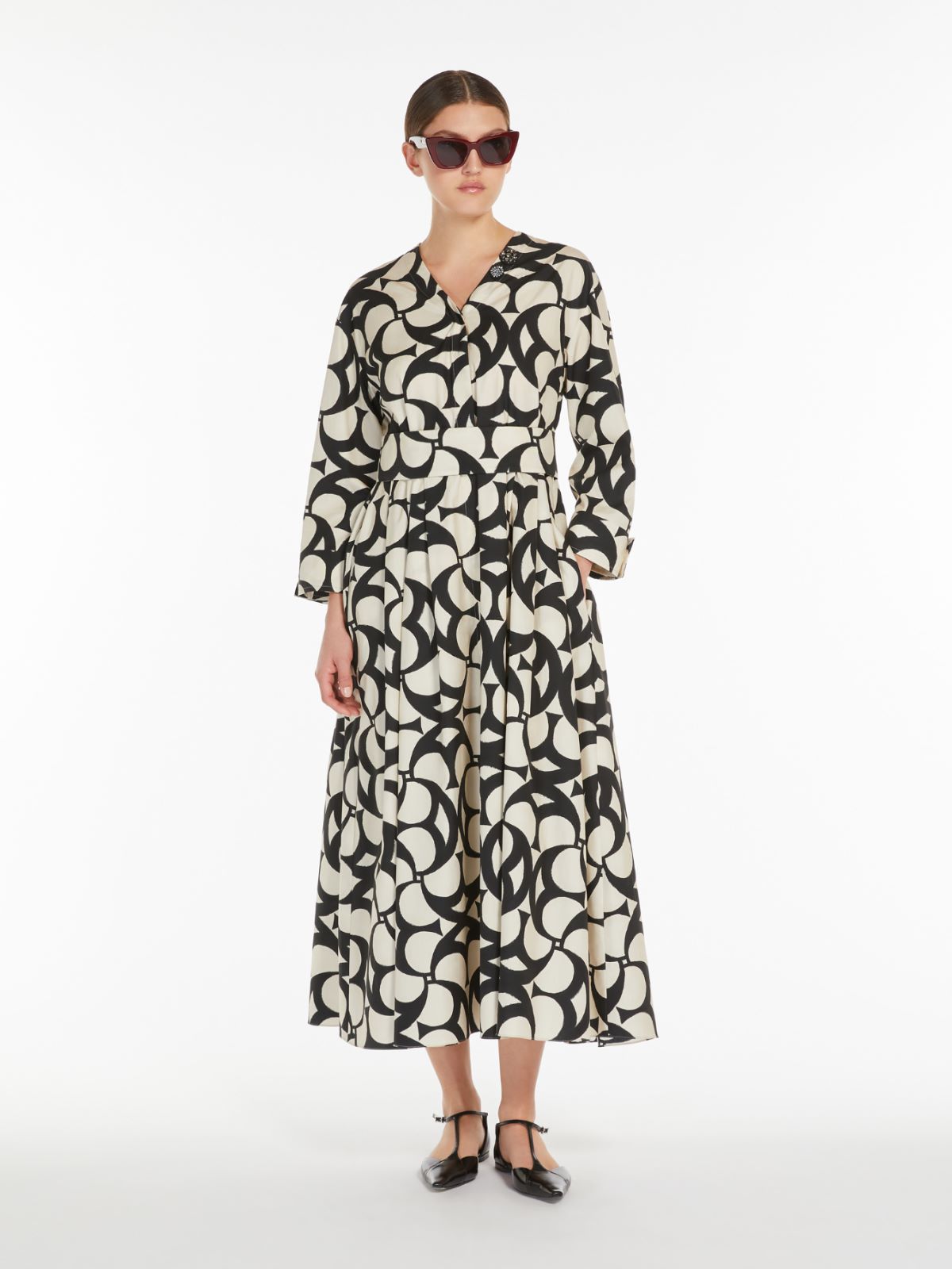 Printed cotton shirt dress
