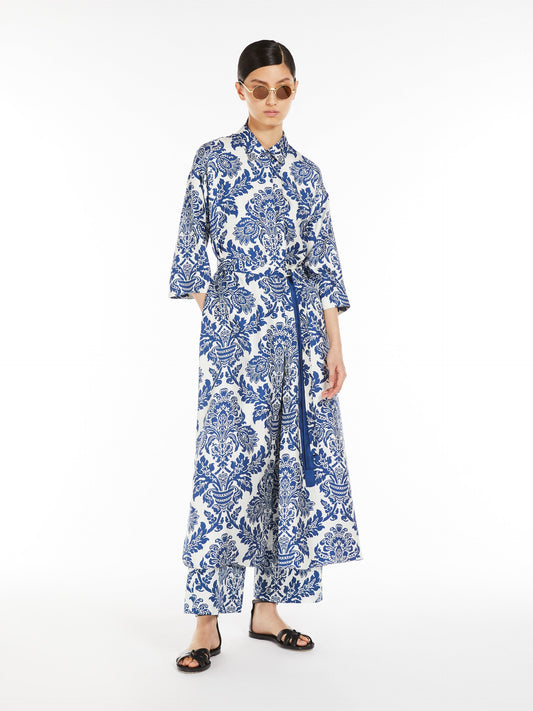 Printed silk shirt dress