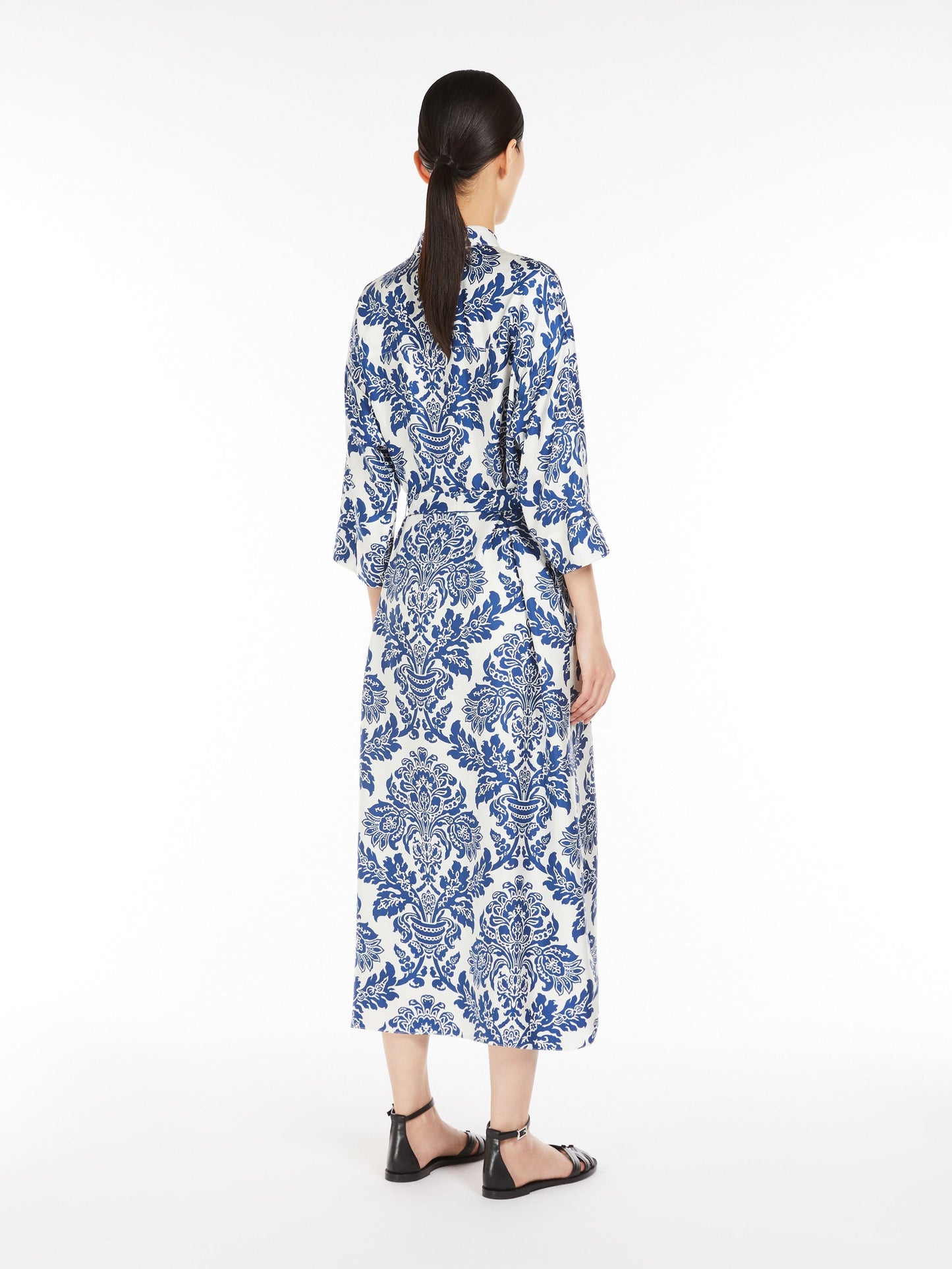 Printed silk shirt dress