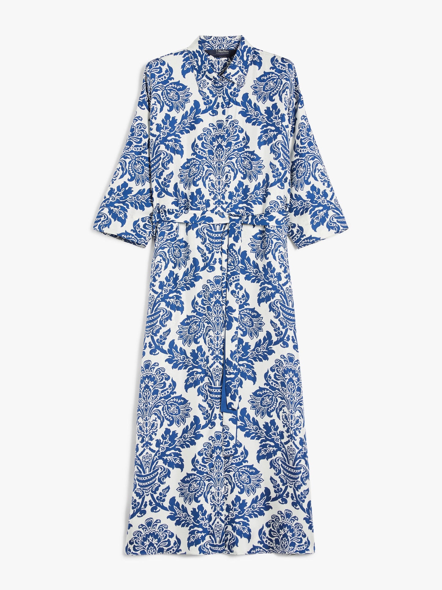 Printed silk shirt dress