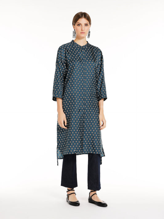 Printed silk kaftan dress