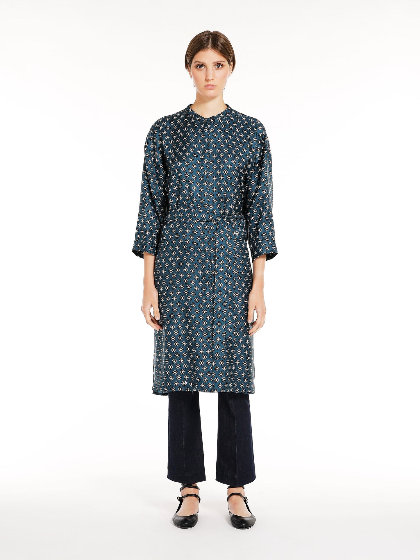Printed silk kaftan dress