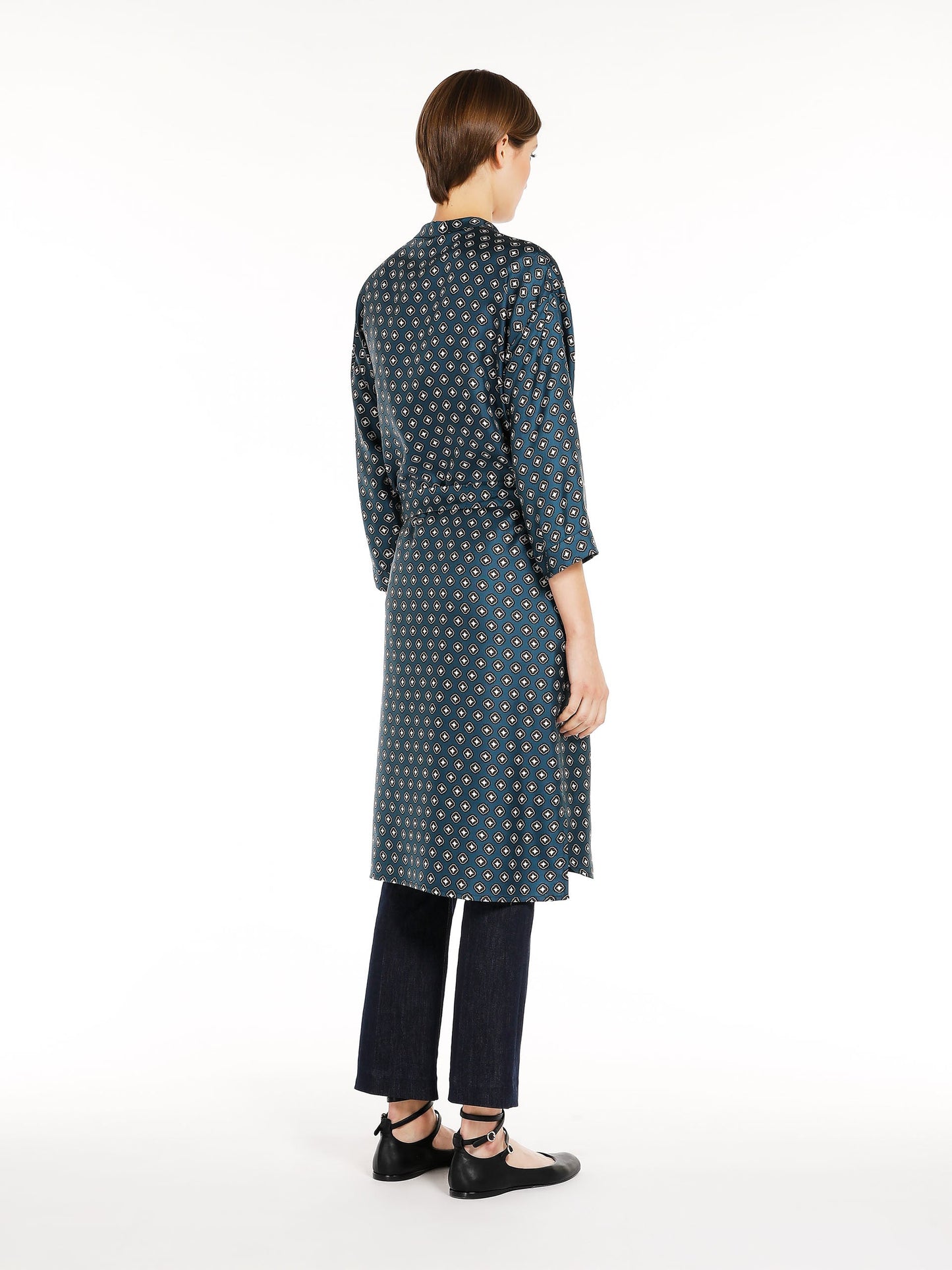 Printed silk kaftan dress