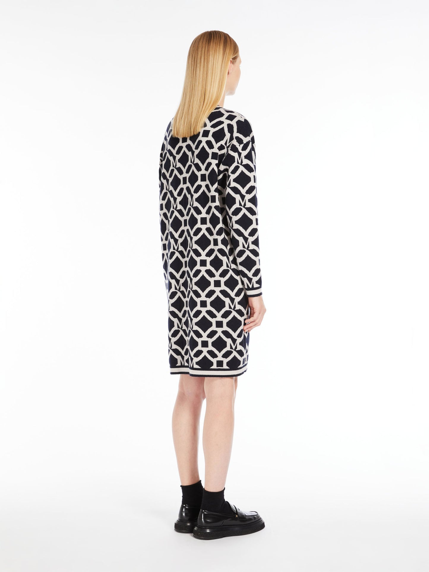 Jacquard-knit wool and cashmere dress