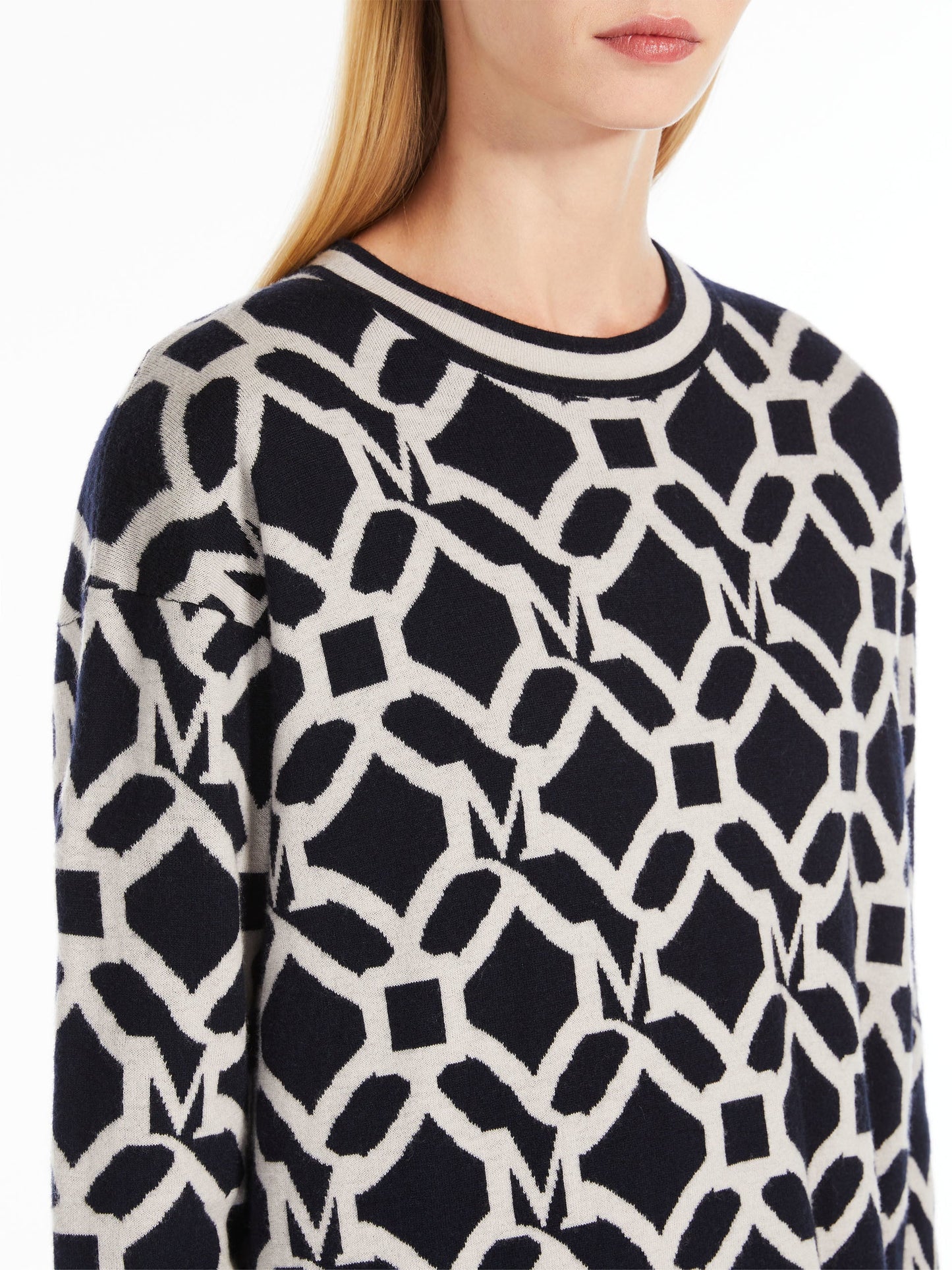 Jacquard-knit wool and cashmere dress