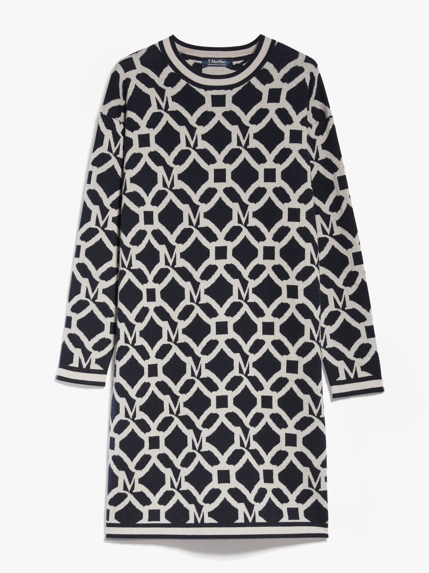 Jacquard-knit wool and cashmere dress