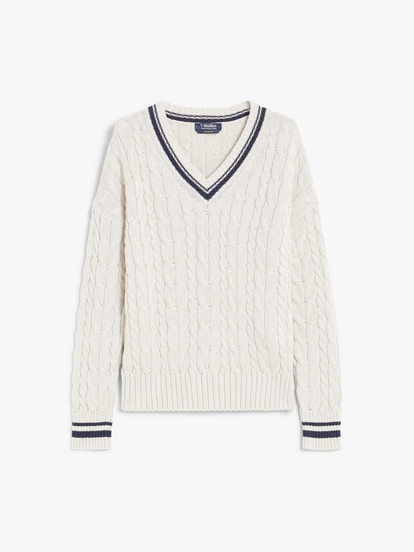 Jacquard cotton V-neck sweater